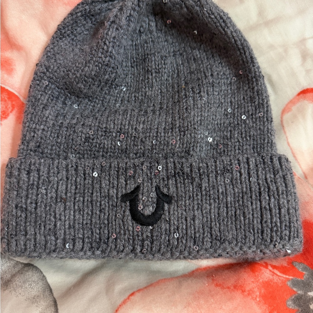 True Religion Gray Knit Beanie